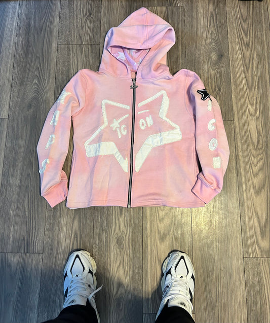 Pink Distressed Icon Zip up